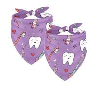 2Pcs Dog Bandanas, Adjustable Cat Dogs Kerchief Triangle Bibs Scarf for Small Medium Large Dogs Cat Pets Teeth Toothbrush Purple