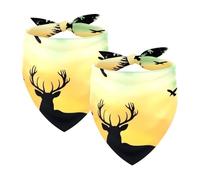 2Pcs Dog Bandanas, Adjustable Cat Dogs Kerchief Triangle Bibs Scarf for Small Medium Large Dogs Cat Pets Silhouette Deer