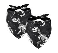 2Pcs Dog Bandanas, Adjustable Cat Dogs Kerchief Triangle Bibs Scarf for Small Medium Large Dogs Cat Pets Skeleton Sky Dinosaur