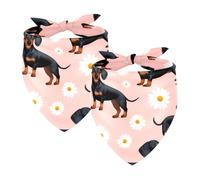 2Pcs Dog Bandanas, Adjustable Cat Dogs Kerchief Triangle Bibs Scarf for Small Medium Large Dogs Cat Pets Dachshund Daisy Pink