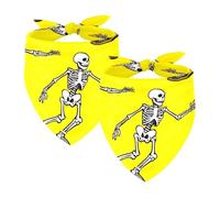 2Pcs Dog Bandanas, Adjustable Cat Dogs Kerchief Triangle Bibs Scarf for Small Medium Large Dogs Cat Pets Funny Skateboard Skeleton