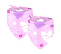 2Pcs Dog Bandanas, Adjustable Cat Dogs Kerchief Triangle Bibs Scarf for Small Medium Large Dogs Cat Pets Purple Hearts Pattern