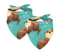 2Pcs Dog Bandanas, Adjustable Cat Dogs Kerchief Triangle Bibs Scarf for Small Medium Large Dogs Cat Pets Otters Printing