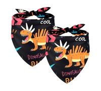 2Pcs Dog Bandanas, Adjustable Cat Dogs Kerchief Triangle Bibs Scarf for Small Medium Large Dogs Cat Pets ROAR Dinosaur