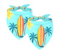2Pcs Dog Bandanas, Adjustable Cat Dogs Kerchief Triangle Bibs Scarf for Small Medium Large Dogs Cat Pets Coconut Tree Surfboard