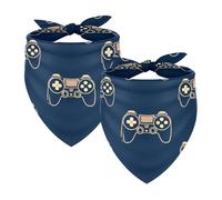 2Pcs Dog Bandanas, Adjustable Cat Dogs Kerchief Triangle Bibs Scarf for Small Medium Large Dogs Cat Pets Dark Background Game Controller
