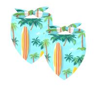 2Pcs Dog Bandanas, Adjustable Cat Dogs Kerchief Triangle Bibs Scarf for Small Medium Large Dogs Cat Pets Coconut Tree Surfboard Blue'