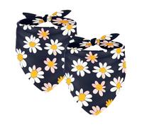 2Pcs Dog Bandanas, Adjustable Cat Dogs Kerchief Triangle Bibs Scarf for Small Medium Large Dogs Cat Pets Dark Background Little Daisy