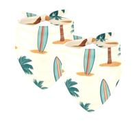 2Pcs Dog Bandanas, Adjustable Cat Dogs Kerchief Triangle Bibs Scarf for Small Medium Large Dogs Cat Pets Surfboard Coconut Tree