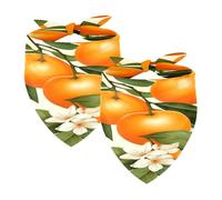 2PCS Dog Bandanas, Washable Dog Bibs Triangle Pet Scarf Kerchief Bandanas Accessories for Small Medium Large Girl Boy Puppy Cats, Oranges Fruit