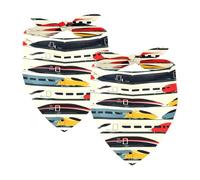 2PCS Dog Bandanas, Washable Dog Bibs Triangle Pet Scarf Kerchief Bandanas Accessories for Small Medium Large Girl Boy Puppy Cats, Colorful High Speed Rail Train