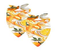 2PCS Dog Bandanas, Washable Dog Bibs Triangle Pet Scarf Kerchief Bandanas Accessories for Small Medium Large Girl Boy Puppy Cats, Oranges Fruit