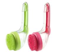 2Pcs Dog Bath Brush with Shampoo Dispenser, Fine Teeth Pet Bath Brush for Dogs & Cats Pet Grooming Tool for Short and Long Hair