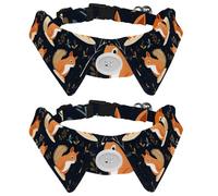 2Pcs Dog Bow Ties Pet Collar Safety Buckle, Adjustable Soft Puppy Collar with Bells for Small Kitten Pets, Autumn Squirrel Pattern