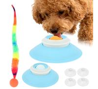 2PCS Dog Cat Licks Toys for Liquid Food, Interactive Anxieties Relief Built-in Roller Dog Lick Ball Slow-Feeder Treat Bowl, Food-Grade PP, Anti-Slip Suction Cup Base, Easy Clean(Yellow + White balls)