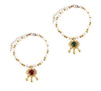 2pcs Dog Cat Pearl Necklace Rhinestone Pet Long Life Rock Bell Pendant Small Dog Cat