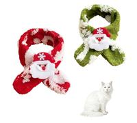 2PCS Dog Christmas Knitted Scarf Hat Set, Adjustable Cat Xmas Santa Outfits with Elastic Strap for Small Medium Cats Dogs Holiday Festival Photo Props