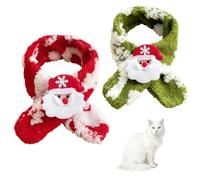 2PCS Dog Christmas Knitted Scarf Hat Set, Adjustable Cat Xmas Santa Outfits with Elastic Strap for Small Medium Cats Dogs Holiday Festival Photo Props