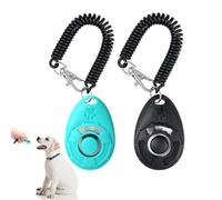 2pcs Dog Clicker - Pet Training Clicker, Button Effective Behavioral Training Tool, Puppy Clicker Training Kit with Wrist Strap and Clasp for Dog, Cat, Bird, Horse (Blue, Black)