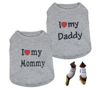 2PCS Dog Clothes Comfortable and Warm Pet Vest with Funny Printing I Love My Daddy & Mommy Shirts for Cats Washable Cat Shirt for Pet Supplies Pet Lovers Gift, M, Shirts for Cats, Dog Clothes