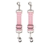 2PCS Dog Collar Clip, Double-Ended Adjustable Safety Backup Clasp Connector for Collar & Harness, Universal for Dogs Cats Puppy (2 Pink)