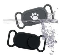 2pcs Dog Collar Holder for Galaxy Smarttag2, Silicone Pet Collar Case Cover Cute Claw Style Waterproof Protective Case Cat Collar Holder Accessory for Samsung Smart Tag 2 (Black, Gray)