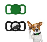 2pcs Dog Collar Holders, Waterproof Silicone Cover for GPS Tracker, Protective Case for Dog Collar Scratch-Resistant Anti-Lost Holder for Dogs Cats (Black+Green)