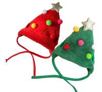 2PCS Dog Costume Funny Christmas Dog Hat with Cute Pom-Pom Soft Pet Hat for Pets 1-4kg