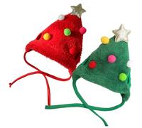 2PCS Dog Costume Funny Christmas Dog Hat with Cute Pom-Pom Soft Pet Hat for Pets 1-4kg Hats for Cats Pet Santa