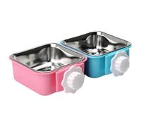2Pcs Dog Crate Bowls, Removable Stainless Steel Dog Crate Water Bowl with Bolts Holder, Eco-friendly Square Bowl for Cat, Puppy, Rabbits Small Animals