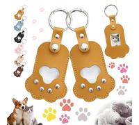 2Pcs Dog Fur Storage Keychain, Pet Hair Memorial Keepsake, Dog, Cat Paw Shaped Keychain, Cute Leather Paw Keychains, Unique Memorial Collection Key chain (Yellow)