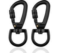 2pcs dog lead clips - with swivel snap hooks - 360° rotatable spinner - D-shaped design - Metal Clips Heavy Duty - suitable for rock climbing and dog leashes (black)