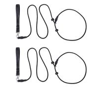 2PCS Dog Leads for Small Dogs, 1.5M Dog Slip Leads with Comfy Handle Adjustable Collar, N Dog Lead Strong Sturdy Anti-Pull Anti-Choking Lightweight Nylon Training Rope for Outdoor Puppy (Black)