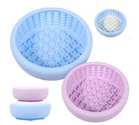 2Pcs Dog Lick Bowl Silicone Slow Feeder Bowl with Non-Slip Suction,17.5 & 14.2cm Lick Freeze Bowls,Anti-Chocking and Anxiety Relief Puppy Licking Puzzle Feeder for Small Medium Large Dogs(Blue&Purple)