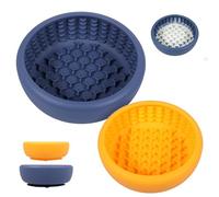 2Pcs Dog Lick Bowl Silicone Slow Feeder Bowl with Non-Slip Suction,17.5 & 14.2cm Lick Freeze Bowls,Anti-Chocking and Anxiety Relief Puppy Licking Puzzle Feeder for Small Medium Large Dogs(Blue&Yellow)