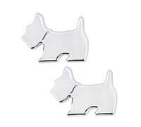 2Pcs Dog Metal Emblem 3D Badge Car Side/Rear/Front Decoration Metal Sticker Decal (Sliver)