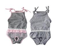2Pcs Dog Physiological Pants w/Adjustable Suspender Reusable Dog Diapers Puppy Pants Washable Dog Sanitary Panties for Doggie Heat Period