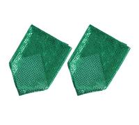 2pcs Dog Sequin Bandana Green Polyester Triangle Scarf for Dogs
