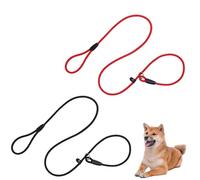 2pcs Dog Slip Lead,TrainingLead For Dogs,1.3m Lightweight Slip Leash,Adjustable Pet Leash,for Pet Training,No Need for a Harness or Collar,for Small Dogs(Black/Red)