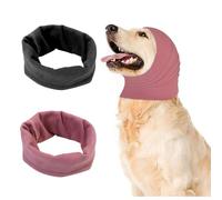 2Pcs Dog Snood, Dog Ear Protectors, Happy Hoodie for Dogs, Dogs Ear Muffs Noise Protection for Anxiety Relief, Ears Protectors for Bath Drying, Pet Ears Protector (Pink, Black)