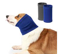 2Pcs Dog Snood for Neck & Ears Warmer Hood, Calming Pet Noise Reduction Ear Covers, Washable Comfort Anti-Anxiety Ear Muffs, Dog Winter Headwear for Bathing & Grooming (S, Blue, Gray)