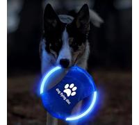 2pcs-Dog Training LED Luminous Frisbee, TPU Non toxic Soft Rubber Teeth Grinding and Biting Resistant, Rechargeable Luminous Pet Puzzle Outdoor Throwing Toy, Suitable for All Dogs (Blue)