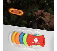 2pcs-Dog Training LED Luminous Frisbee, TPU Non toxic Soft Rubber Teeth Grinding and Biting Resistant, Rechargeable Luminous Pet Puzzle Outdoor Throwing Toy, Suitable for All Dogs (Orange)