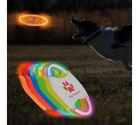 2pcs-Dog Training LED Luminous Frisbee, TPU Non toxic Soft Rubber Teeth Grinding and Biting Resistant, Rechargeable Luminous Pet Puzzle Outdoor Throwing Toy, Suitable for All Dogs (Yellow)
