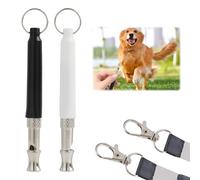 2PCS Dog Training Whistle, Silent Dog Whistle with Lanyard, Adjustable Silent Dog Training Whistle to Stop Barking Neighbors Dog and Recall Training(Black and White)