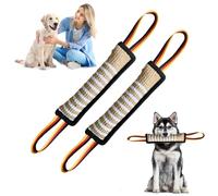 2pcs Dog Tug Toy Bite Tug Toy - Dog Bite Jute Pillow Pull Toy Tough Squeaky Dogs Toys with 2 Handles Durable Interactive Toys for Medium Large Dogs Tug of War Fetch Puppy Training Interactive Play (A)