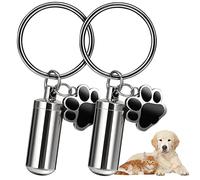 2Pcs Dog Urn Keychain for Ashes, Stainless Steel Pet Keepsake Keychain for Dogs Cats, Personalized Mini Cremation Memorial Urn