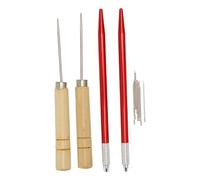 2pcs Doll Hair Rooting Holders with 10pcs 0.6mm Needle, DIY Doll Hair Reroot Making Tool Set, Professional Doll Wig Rooting Kit with Alloy and Composite Wood Handles for Do