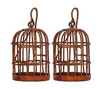 2pcs Dollhouse Iron Birdcage, 1:12 Scale Miniature Metal Bird Cage for Dollhouse Accessories, Rustic Simulation Decor with Lifelike Detailing for 1/12 and 1/6 Scale