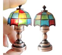 2Pcs Dollhouse Lights Realistic 1/12 Miniature Desk Lamp Dollhouse Lights Battery Operated, Mini Led Lamp with ON/Off Switch for DIY, Pretend Play, Decoration Lighting